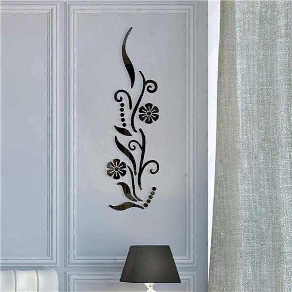 3D Flower Acrylic Wall Sticker for Bedroom Living Room Sofa Backdrop (Black) - Picture 3 of 6